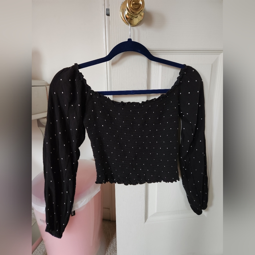 Hollister ribbed polka dot crop top